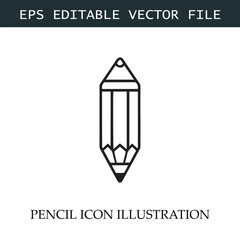 Pencil Icon Black and White Vector Design Image Illustration
