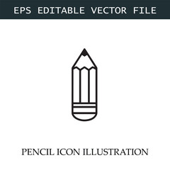 Pencil Icon Black and White Vector Design Image Illustration
