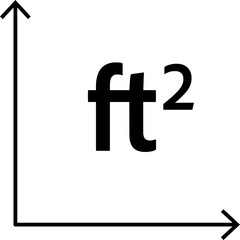 Fototapeta premium Real estate square feet icon with FT2 symbol. Flat area or space dimension in square feet. Clean linear vector design for property size.