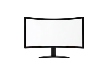 Curved Monitor With Blank Screen Isolated On Transparent Background