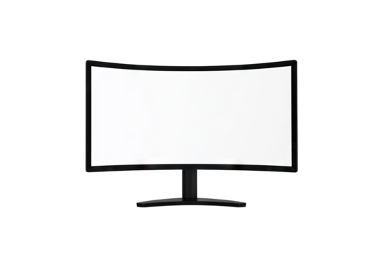 Curved Monitor With Blank Screen Isolated On Transparent Background