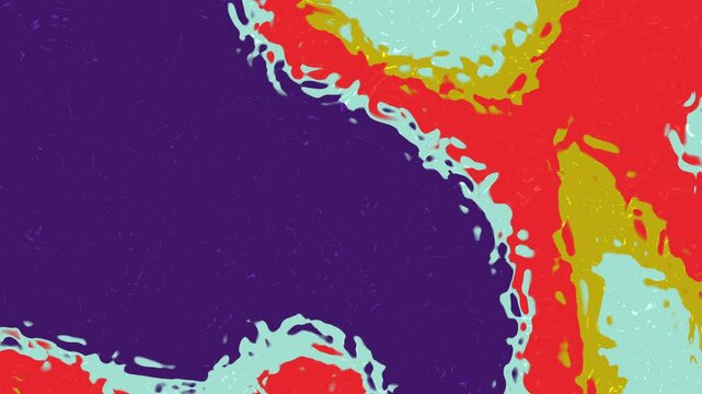 A colorful abstract fluid art background featuring bold swirls of red, purple, cyan, and mustard yellow. The wavy, liquid-like textures and high-contrast palette create a dynamic, modern aesthetic ide