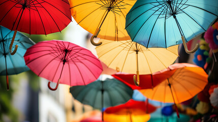 Street decoration colorful umbrellas background