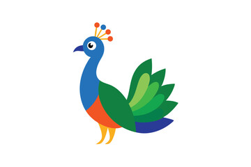 Indian peacock with tricolor feathers vector art illustration