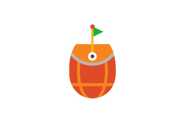 Indian traditional drum with flag vector art illustration