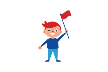 Patriotic child waving flag vector art illustration