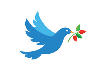 Patriotic dove and olive branch vector art illustration
