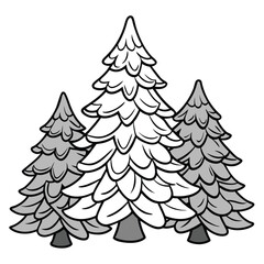 Obraz premium Printable black outline pine trees design