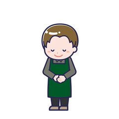 飲食店の店員／ななめ／男性 08