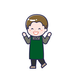 飲食店の店員／ななめ／男性 07