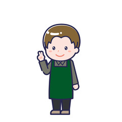 飲食店の店員／ななめ／男性 14