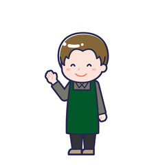 飲食店の店員／ななめ／男性 17