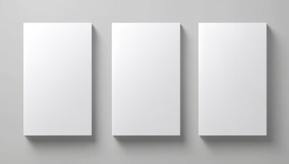 Three blank white rectangles on a light gray background