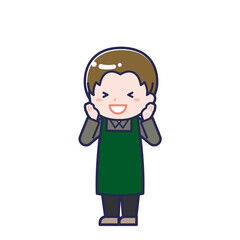 飲食店の店員／ななめ／男性 21