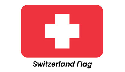 Rounded-Corner Swiss Flag Icon: Red Background, White Cross