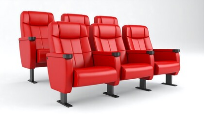 Red cinema seats isolated on white.