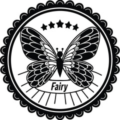 Silhouette of a cute flying fairy in flight