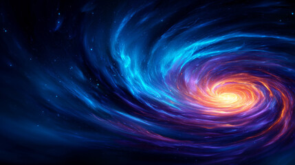Cosmic spiral of glowing colors in the universe illustrating a vibrant galactic phenomenon. Deep orange and blue tones evoke wonder and the vastness of interstellar mysteries.