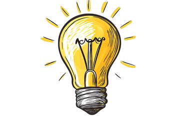 A Hand-drawn Illustration Of A Light Bulb With Rays Emanating From It Representing An Idea Or Inspiration