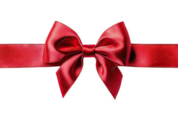 A Red Satin Ribbon Tied Into A Bow Isolated On A Transparent Background The Bow Is Tied In The Middle Of The Ribbon With The Ends Of The Ribbon Extending Out To The Sides