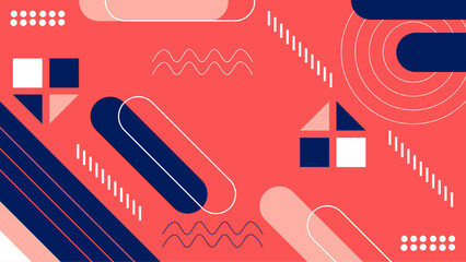 Memphis Flat Abstract Geometric Style Background