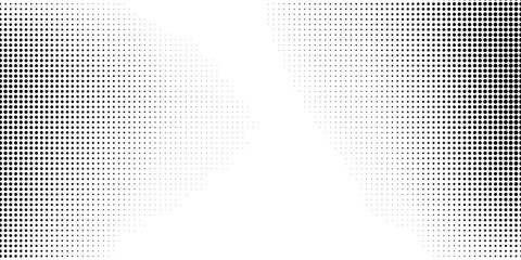 Abstract dotted halftone gradient texture. Vanishing polka dot background. Repeating dots gradation pattern illustration