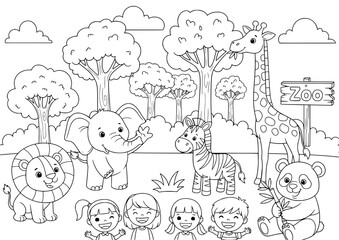 Jungle safari animal drawing