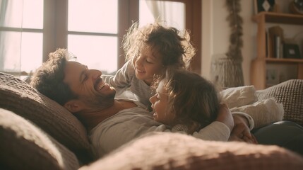 Unconditional Love A Father's Embrace, Cherishing Moments with His Daughters