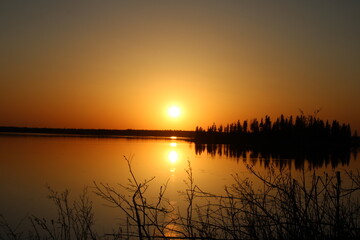 sunset over lake