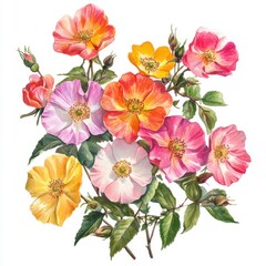 Obraz premium Watercolor Painting of a Vibrant Rose Bouquet