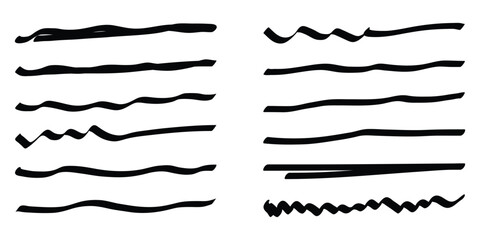 Squiggle brush scribble underline. Set of hand drawn marker pen stroke line design element doodle scribble underline. Vector illustration. EPS 10