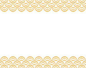 Orange Japanese Seigaiha Wave Frame, Hand Painted Japanese Design Background