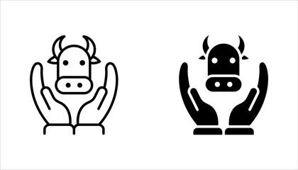 Livestock protection icon set. Veterinary service. Animal rights and healthcare, Farming industry. vector illustration on white background