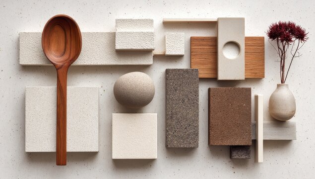 Geometric shapes, wood, stone, & clay