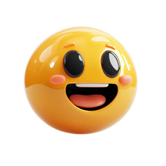 Fototapeta premium Delightful Expression 3D Emoji Render of a Gleeful Face Cartoon Smile with on transparent background