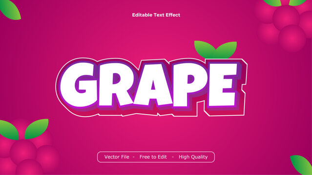 Grape Text Effects Vector Design with Purple Background - Powered by Adobe