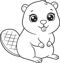 Obraz premium Beaver Outline for Coloring pages white color background