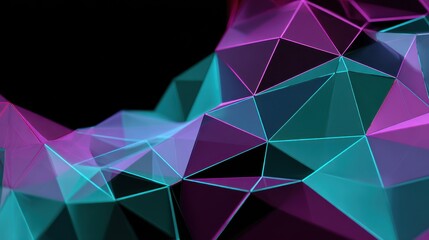 Holographic Teal & Magenta Polygon Mesh in Motion