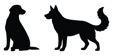 Dog silhouette vector set illustration