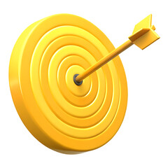 Yellow target arrow bullseye success goal isolated on a white background