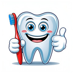 happy tooth cartoon I Love Brushing My Teeth child dental health concept