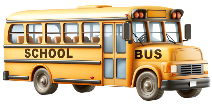 Yellow school bus isolated on a white background png ai generated
