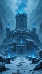 Obraz premium Enchanted Winter Castle. Serene and magical atmosphere. Phone wallpaper