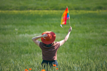 Rainbow, parade and lgbt awareness, inclusion and celebrate with sexuality