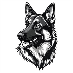 German Shepherd Dog Vector – Guard Breed Portrait on White Background