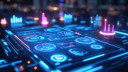 Obraz premium Futuristic HUD Interface with glowing data