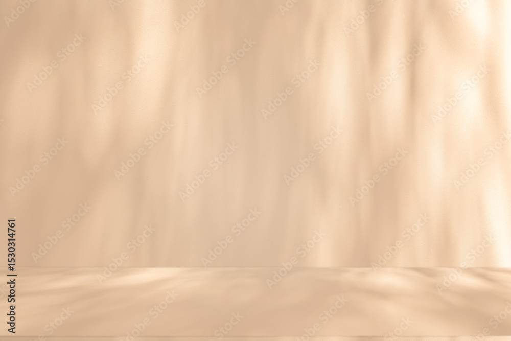 Aufkleber wall interior background, studio and backdrops show products. with leaf shadow from window color bei