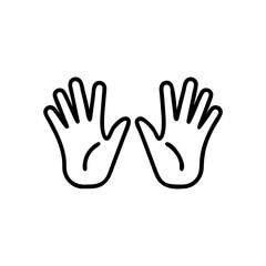 Obraz premium Jazz hands gesture icon in black line style, dance and expression