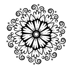 Symmetrical Floral Line Art for Coloring and Decorative Design
