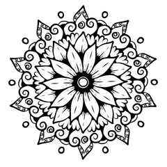 Symmetrical Floral Line Art for Coloring and Decorative Design